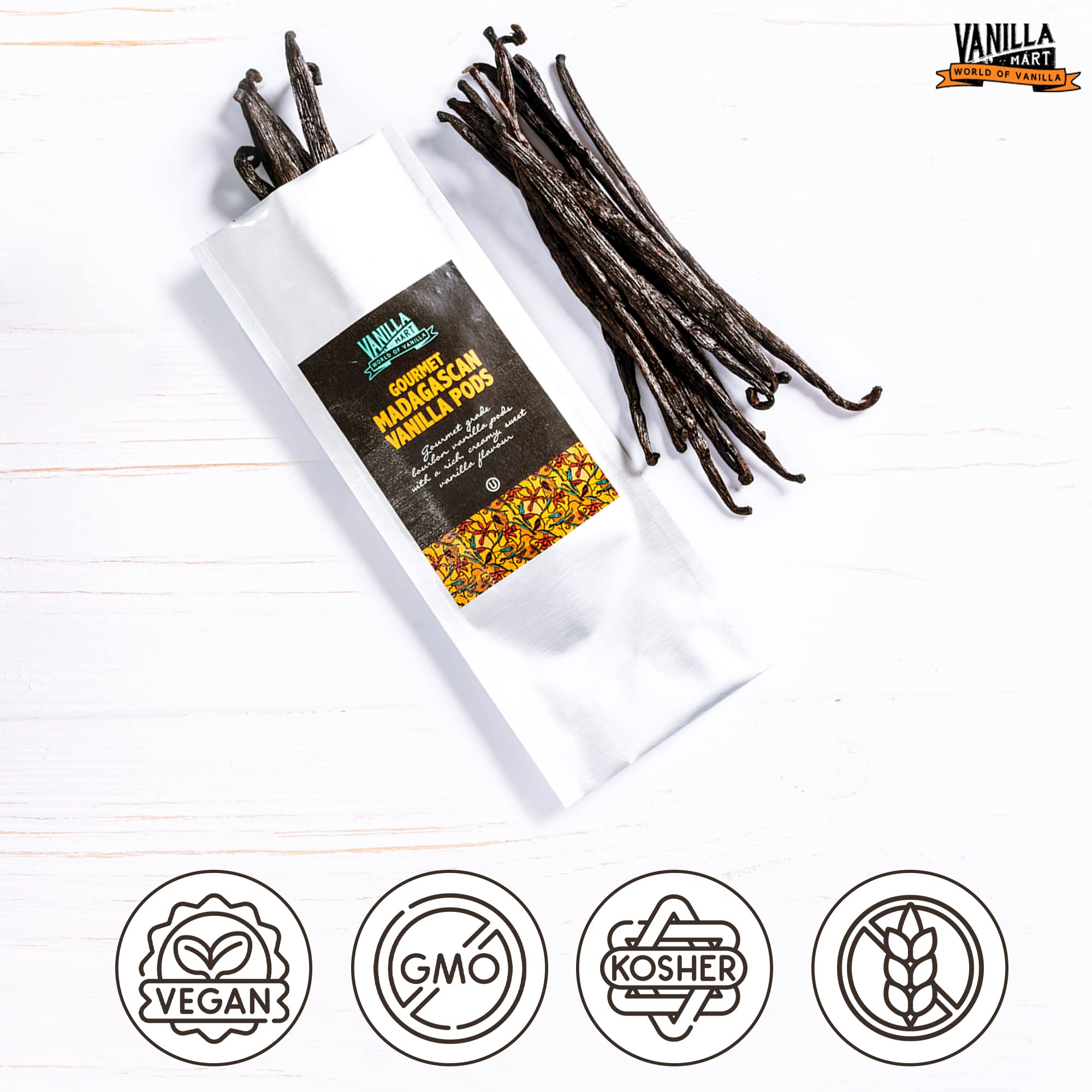 Madagascan Bourbon Vanilla Pods Grade A Planifolia Sweet and Creamy by Vanilla Mart (10 Pods)