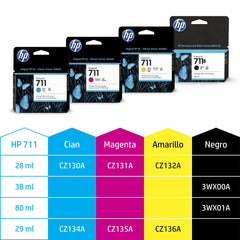 HP CZ130A 711 29ml Ink Cartridge for Designjet T120/T520 Large Format Inkjet Printers - Cyan