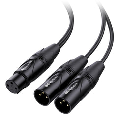 Cable Matters 2-Pack XLR Splitter Cable, Female to 2 Male XLR Y Cable 45 cm, Microphone Patch Y Cable, XLR Female to Dual XLR Male 3 Pin Splitter Cord Audio Adapter