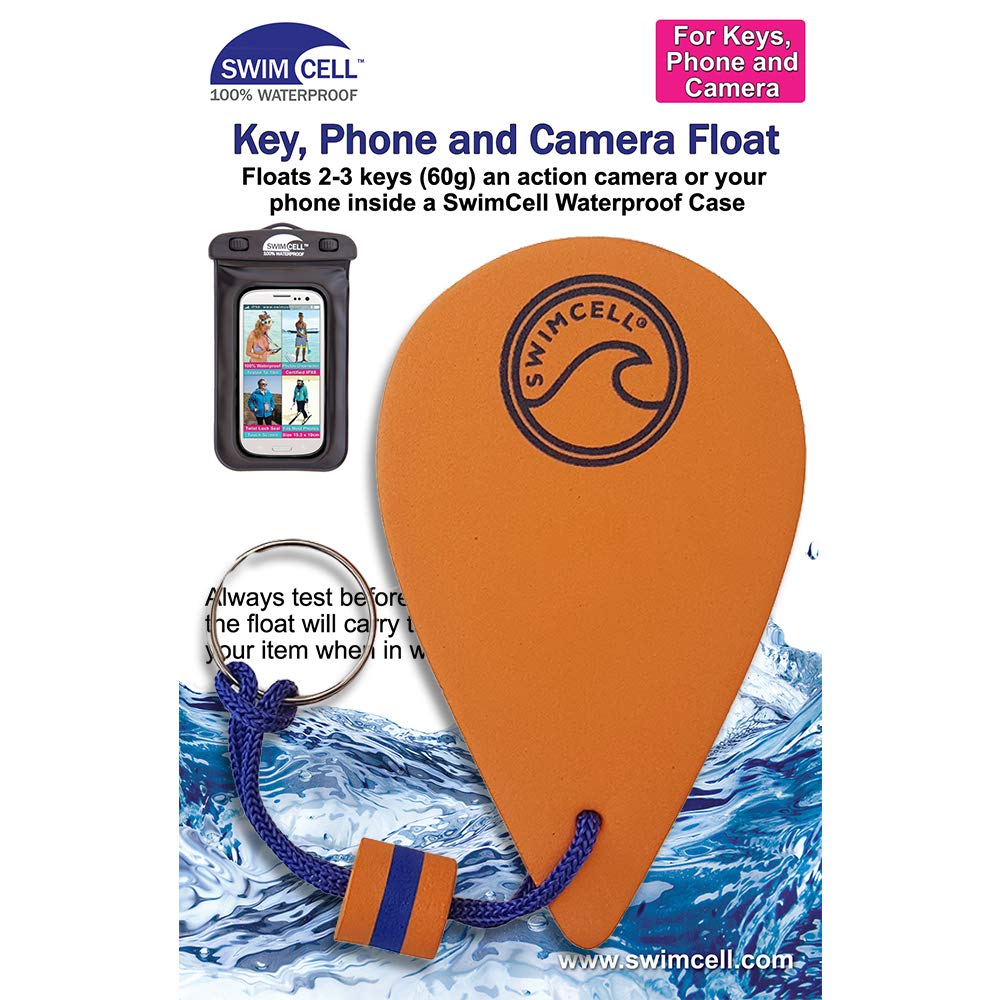 SwimCell Floating Keyring for Boat Keys. Floats 60gm in Water - 3 Times More Than A Marine Cork! Key Float Nautical Keychain Sailing Gift. Key Buoy For Action Camera & Phone Case- Orange