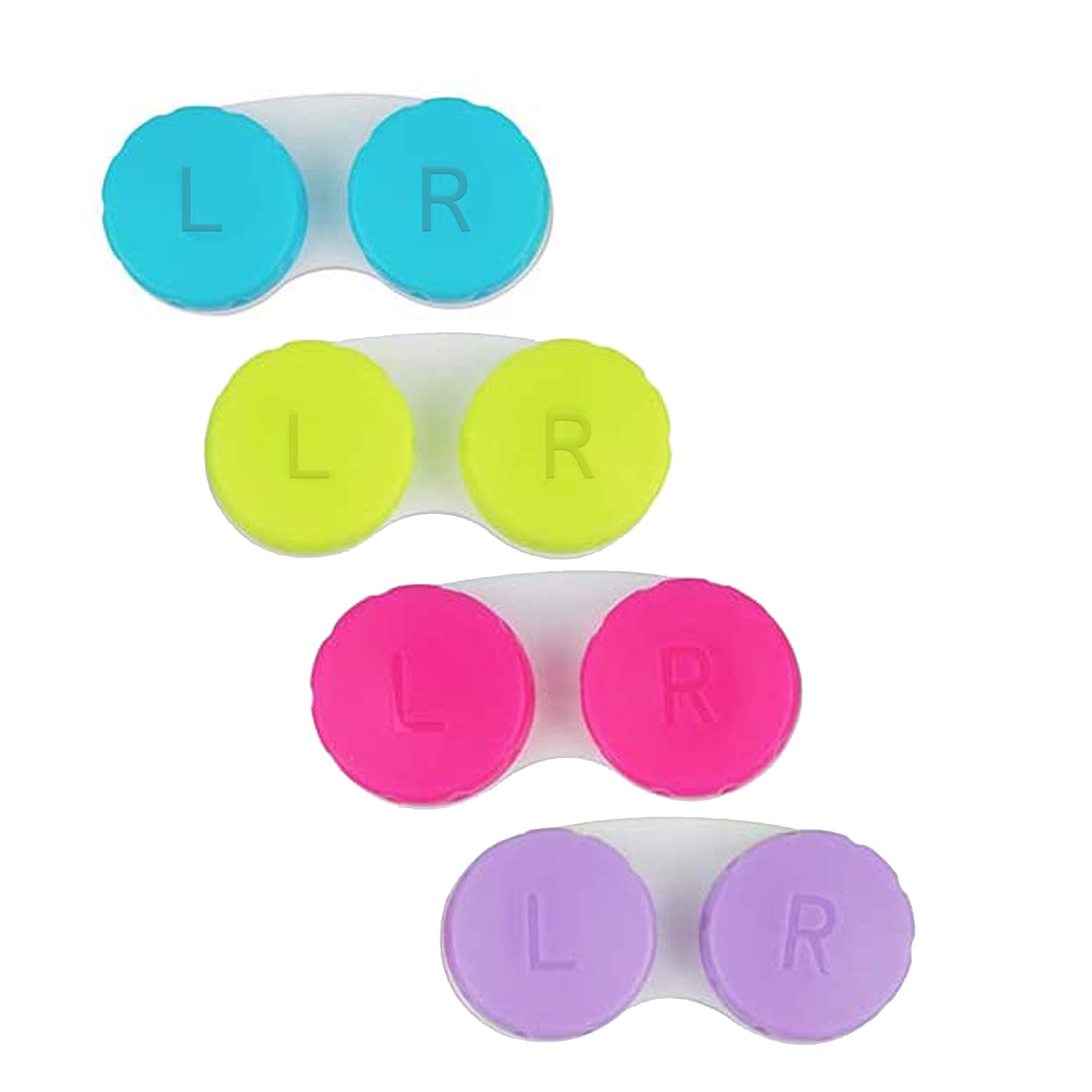 3 Pack Contact Lens Cases Holder Box Left/Right Eyes - 3 Colours