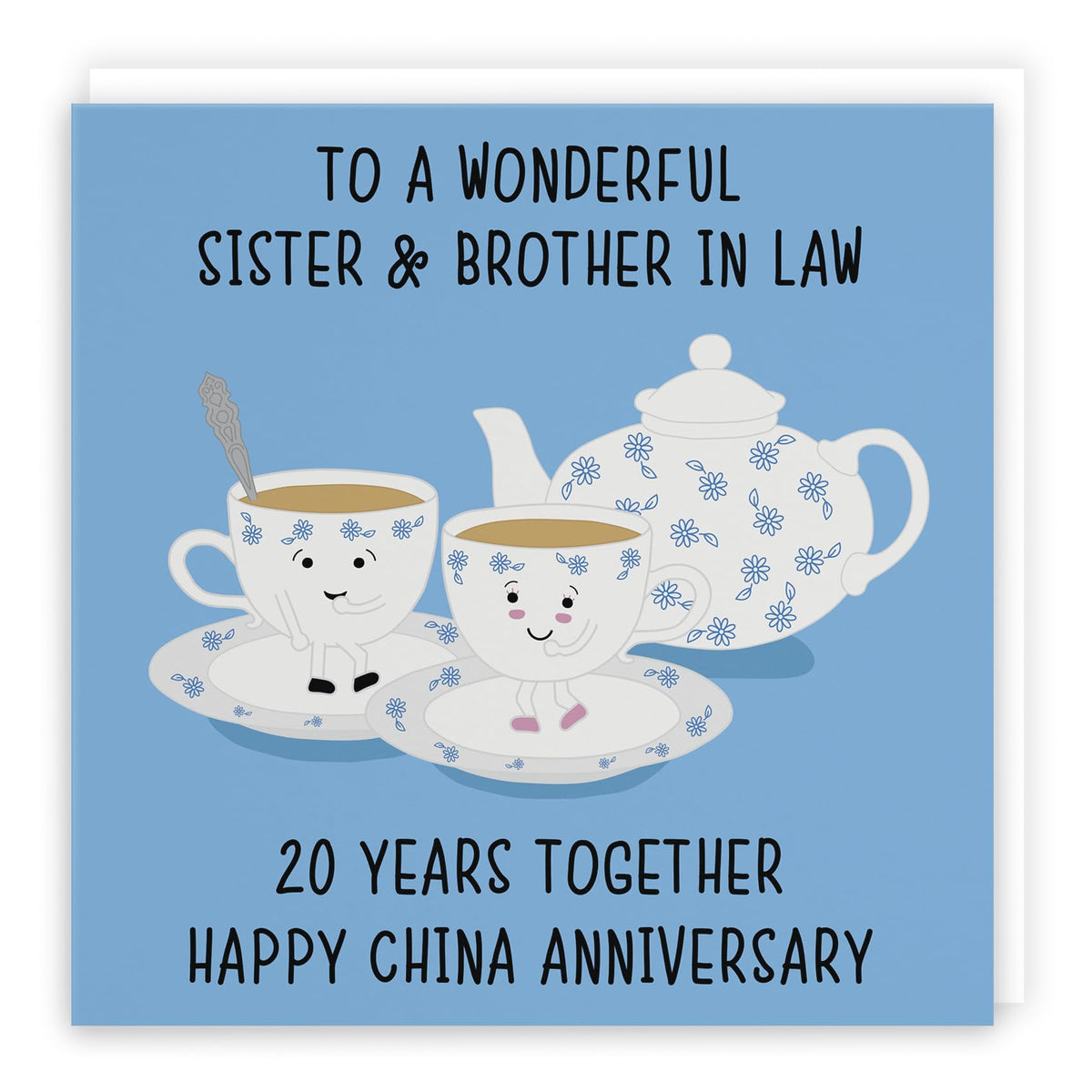 Hunts England - Sister And Brother In Law 20th Anniversary Card - To A Wonderful Sister & Brother In Law - 20 Years Together - Happy China Anniversary - Iconic Collection