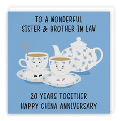 Hunts England - Sister And Brother In Law 20th Anniversary Card - To A Wonderful Sister & Brother In Law - 20 Years Together - Happy China Anniversary - Iconic Collection