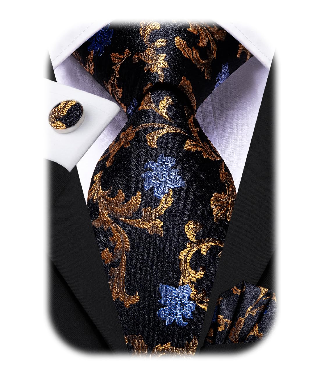 Hi-Tie Purple Paisley Ties and Pockets Square Cufflinks Wedding Business Party Silk Tie Sets