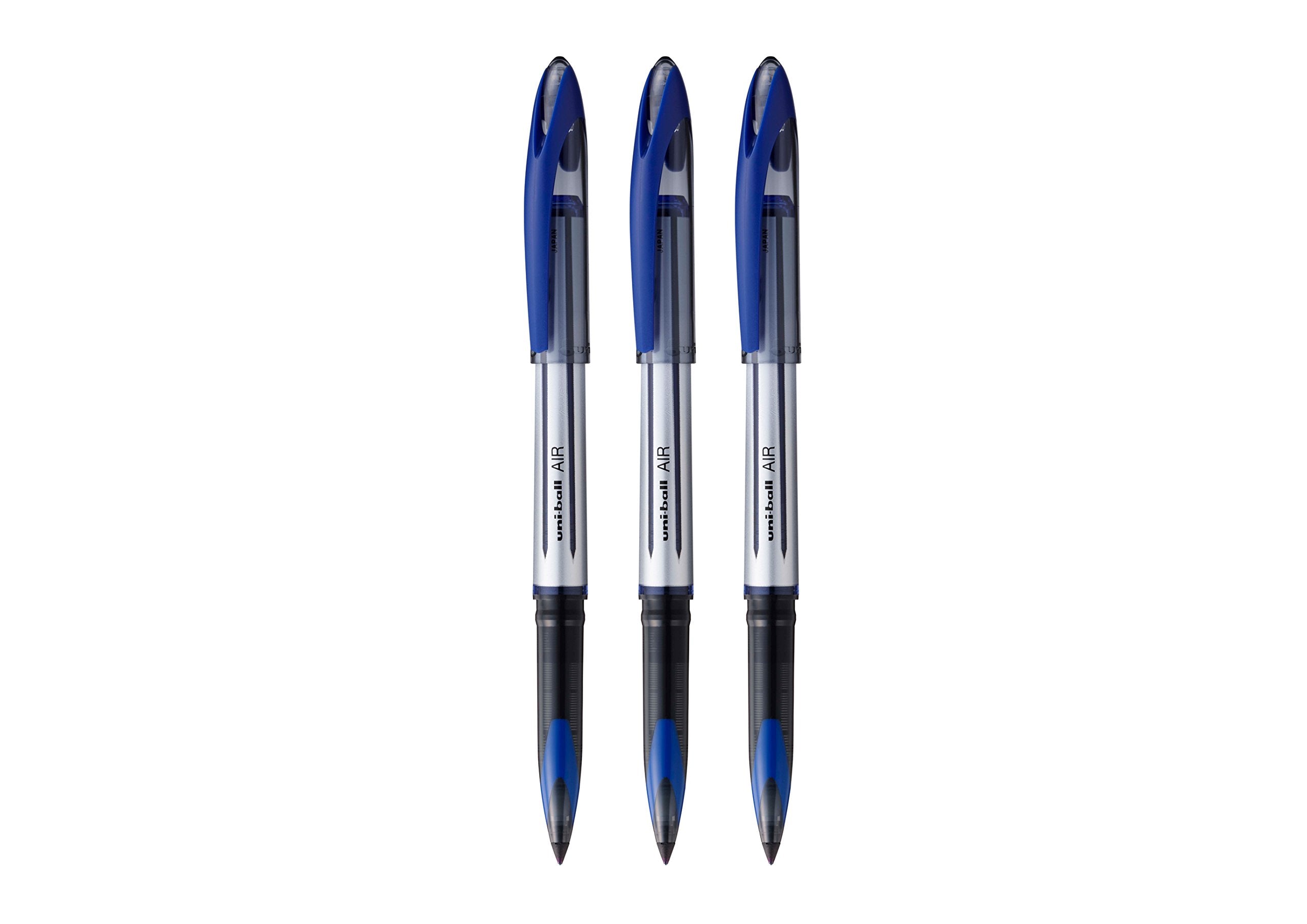 uni-ball UB-188-L Rollerball Pens. Premium 0.7mm Medium Nib for Super Smooth Handwriting. Writes Like a Fountain Pen. Fade and Water Resistant Liquid Uni Super Ink. Pack of 3 Blue Ballpoint Pens