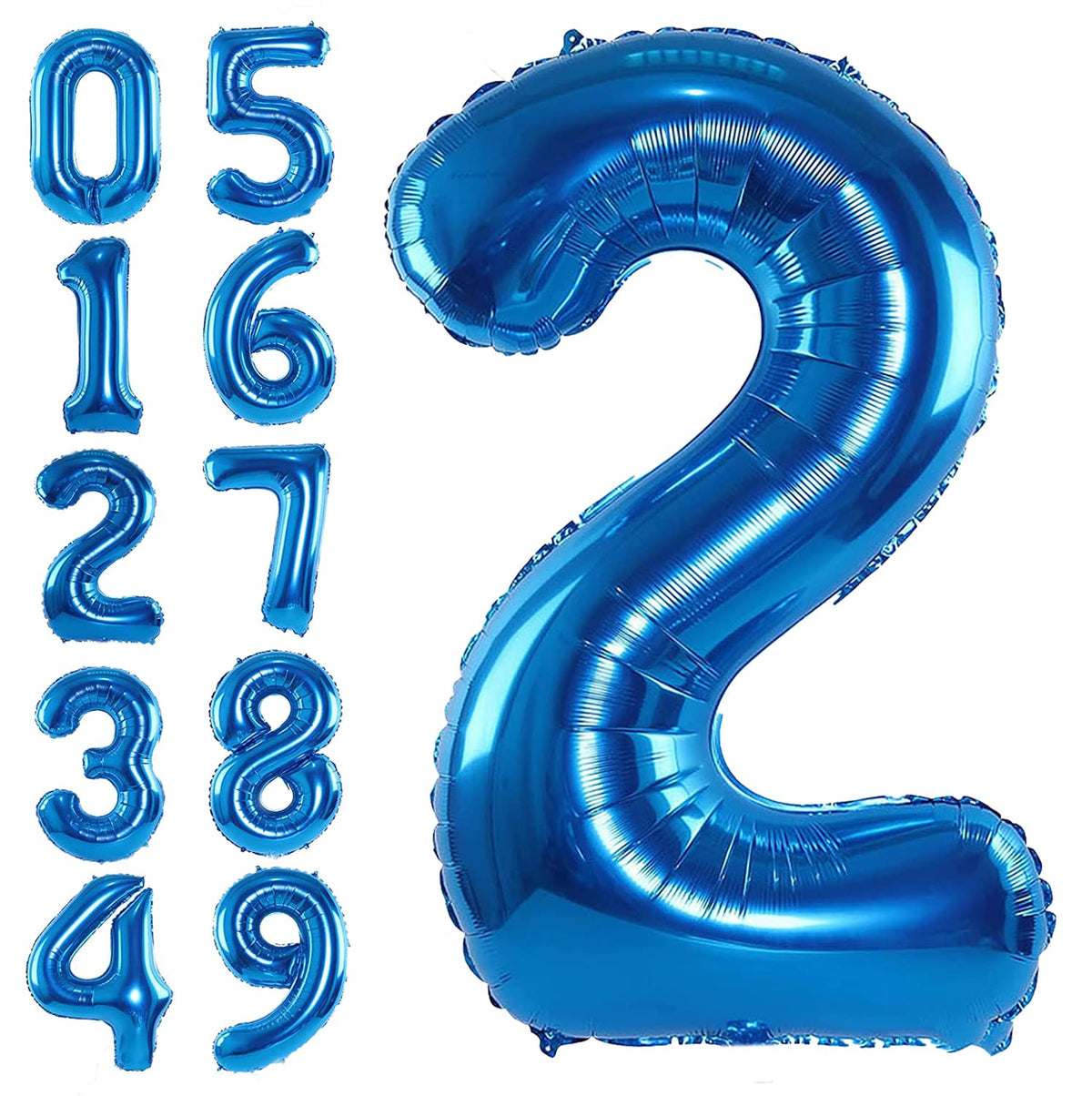 Tomario 40 Inch Large Number Balloon, Giant Foil Number Balloons for Birthday Party Decoration, Anniversaries (Blue, Number 2)