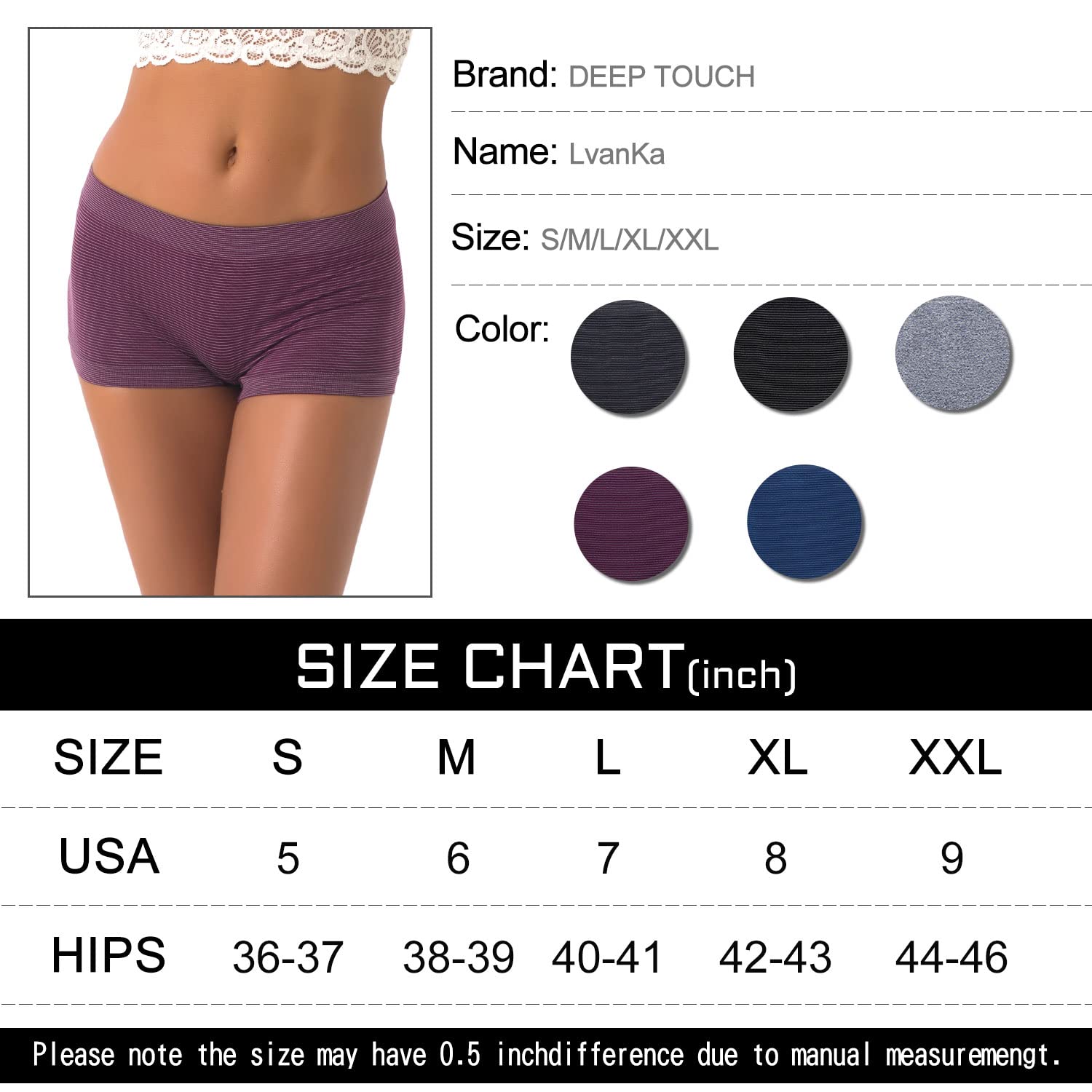 Ruxia Women's Seamless Boyshort Panties Nylon Spandex Underwear Stretch Boxer Briefs Pack of 5