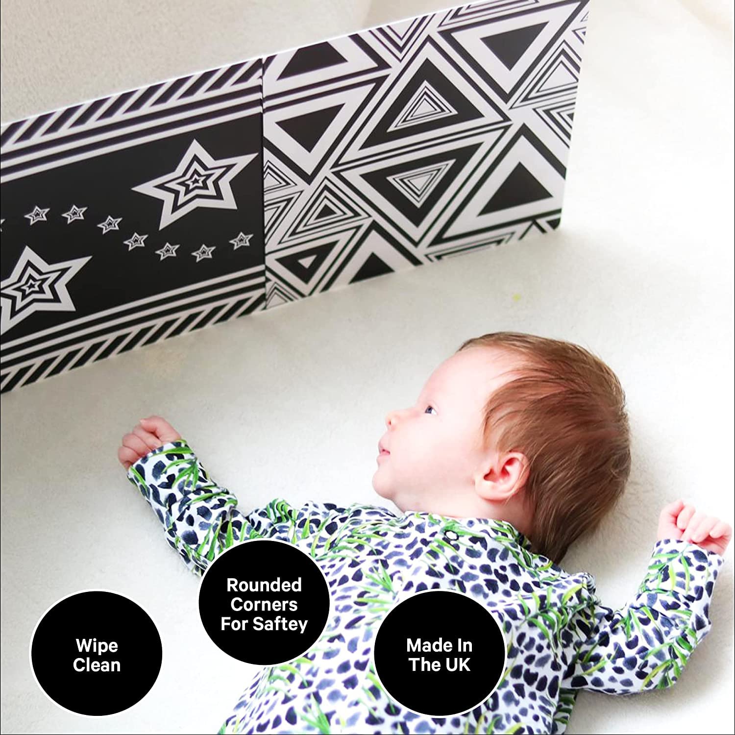 My Little Learner Black and White High Contrast Baby Sensory Fold Out Board, Baby Sensory Board is Made from Premium Quality card Stocks for Newborn babies