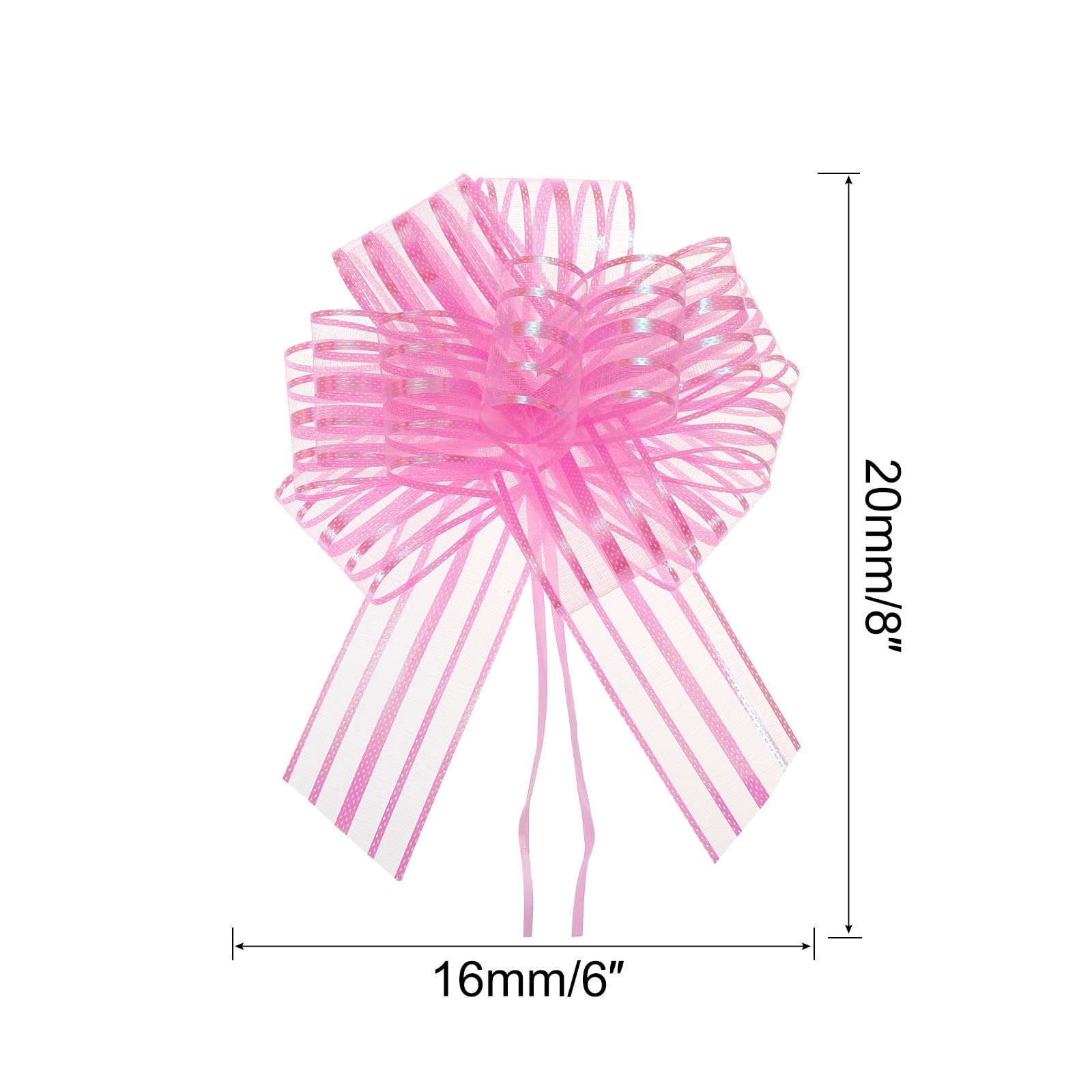 sourcing map 5pcs 6 Inch Organza Large Pull Bow Gift Wrapping Bows Ribbon Chiffon Yarn Pink for Wedding Baskets Presents Christmas Valentine's Day