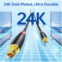 SYNCWIRE Digital Optical Audio Toslink Sound Bar TV Cable - [24K Gold-Plated, Ultra-Durable] Fiber Optic Male to Male Cord for Home Theater Sound Bar, TV, PS4, Xbox, Playstation and More - 3.3ft / 1M