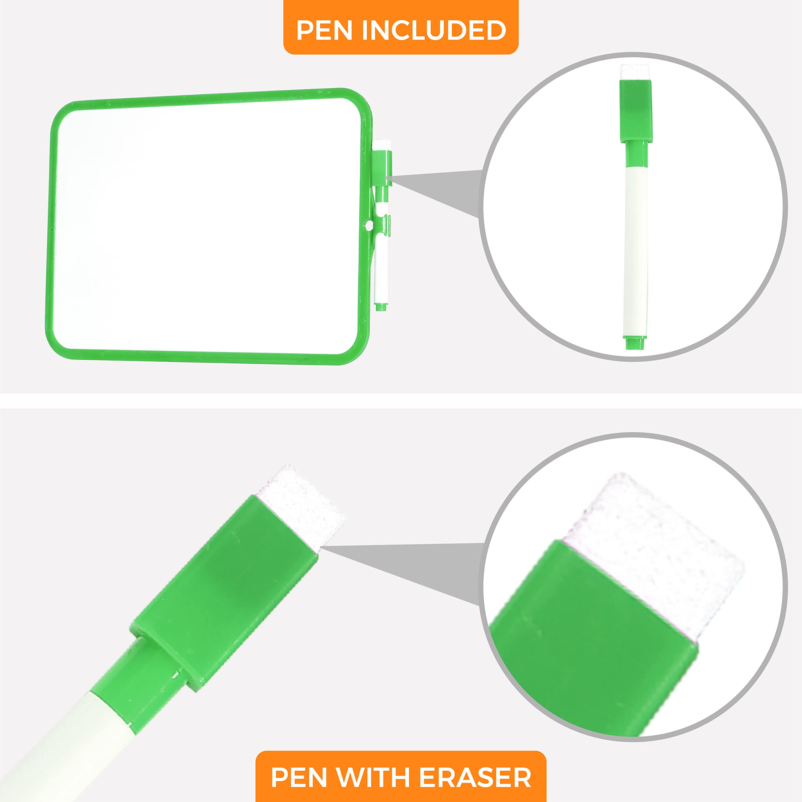 FDD4U A4 Mini Whiteboard - Whiteboard & Pen Set - Dry Erase, Double Sided, Plastic Frame Small Whiteboard - A4 Whiteboard for Kids, Students, Parents, Teachers & More - Includes Whiteboard Pen - Green