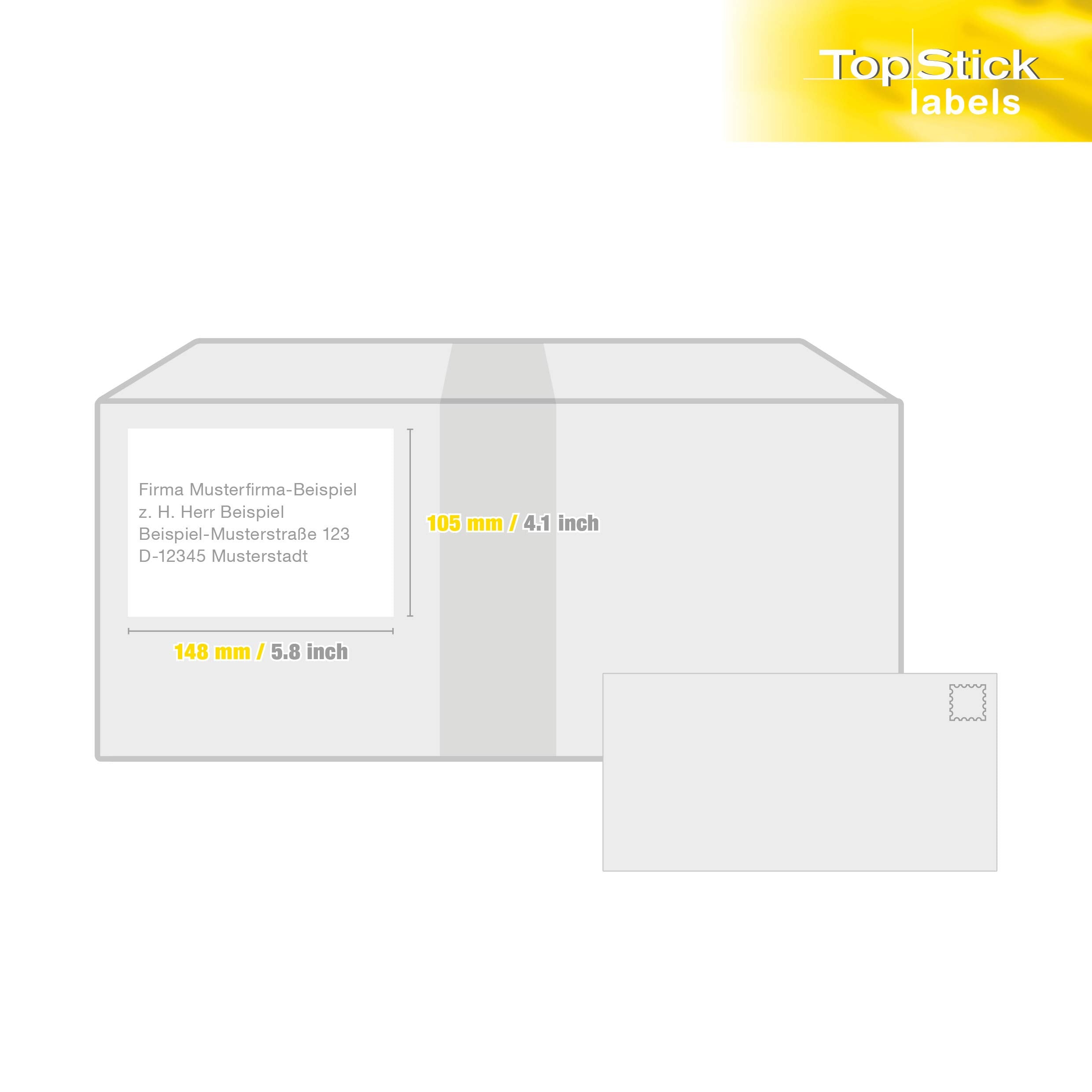 TopStick 8717 Parcel Shipping Paper Labels, 4 Labels Per A4 Sheet, 105 x 148 mm, 400 Labels, Self Adhesive, Stickers for Laser and Inkjet Printers, White