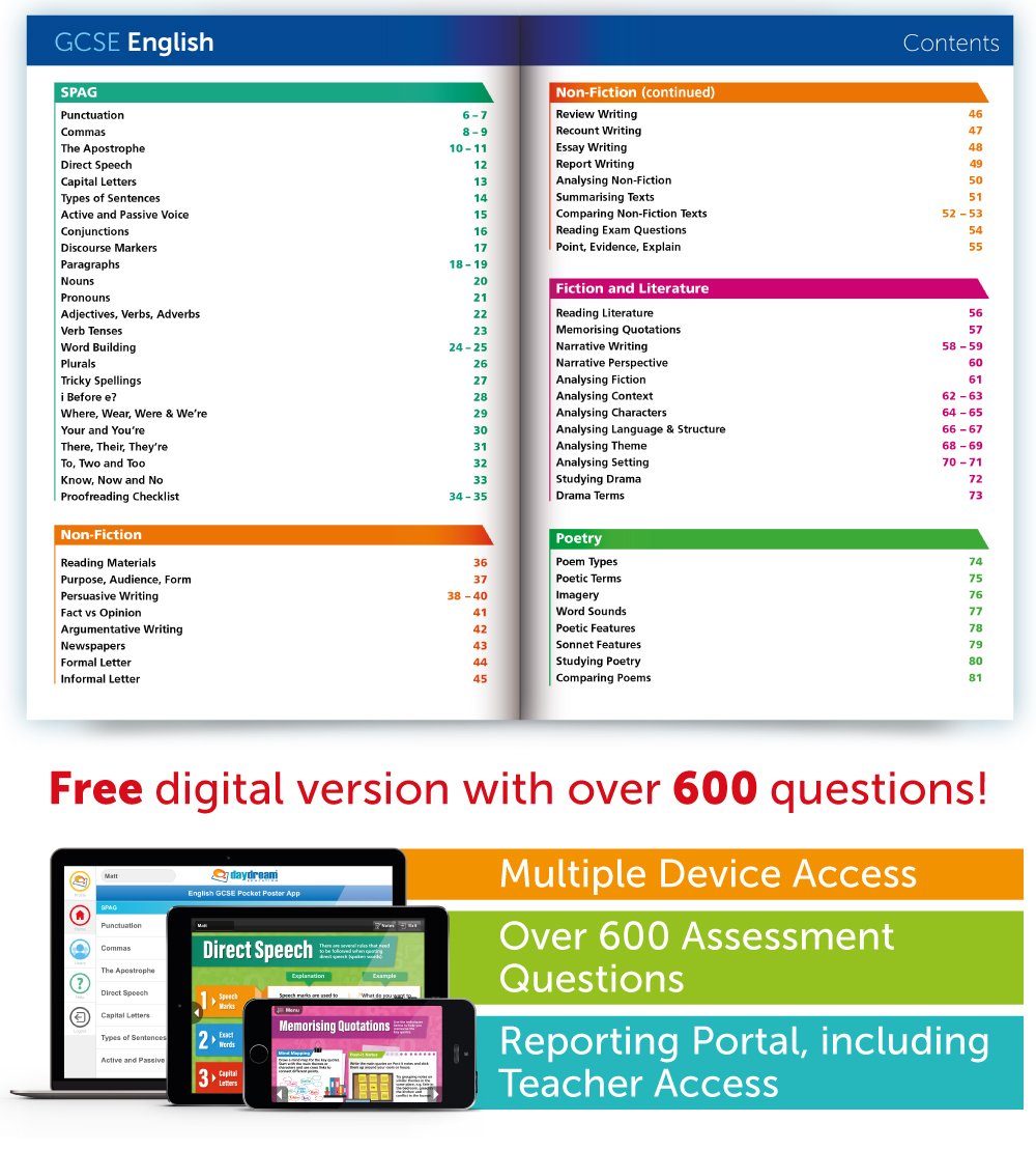 GCSE English, Maths (Foundation) & Science Revision Guide Pack (Daydream Education) - FREE digital editions with 1,600and English & Maths assessment questions!