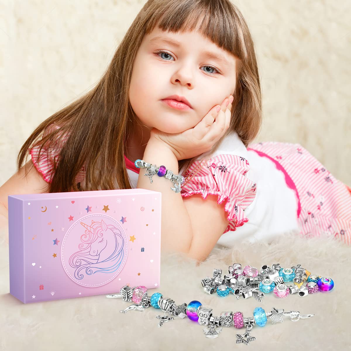 BIIB Gifts for Girls, Bracelet Making Kit, Unicorn Gifts for Girls Birthday Presents 5-12 Year Old, Arts and Crafts for Kids Stocking Fillers for Girls Toys Age 5 6 7 8 9 10, Easter Gifts for Kids