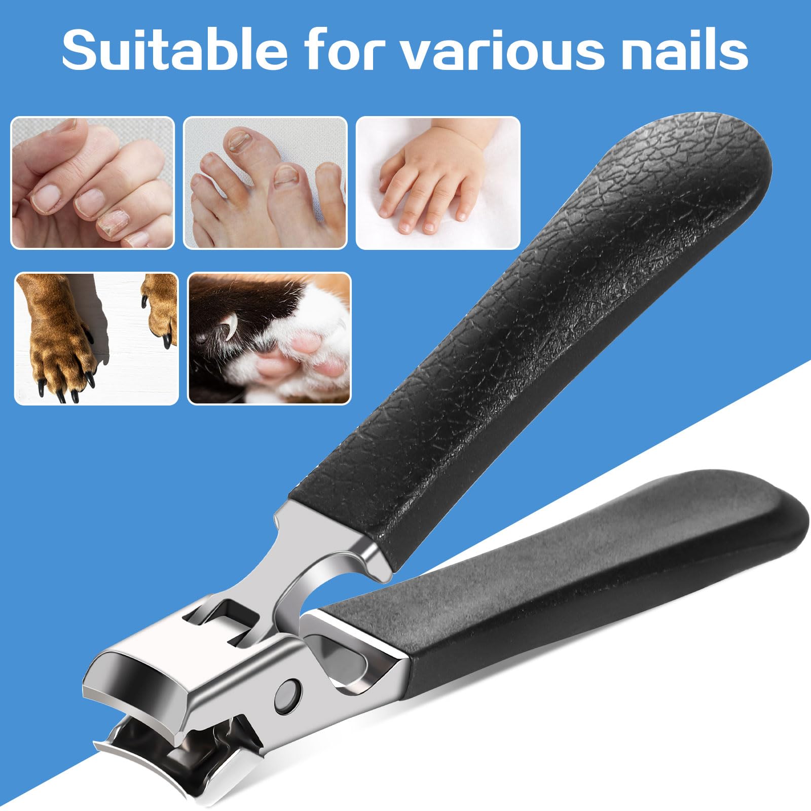 Nail Clippers for Thick Nails, Heavy Duty Toenail Clippers Large Handle Toe Nail Clippers for Thick Fingernail Toenail Men and Women