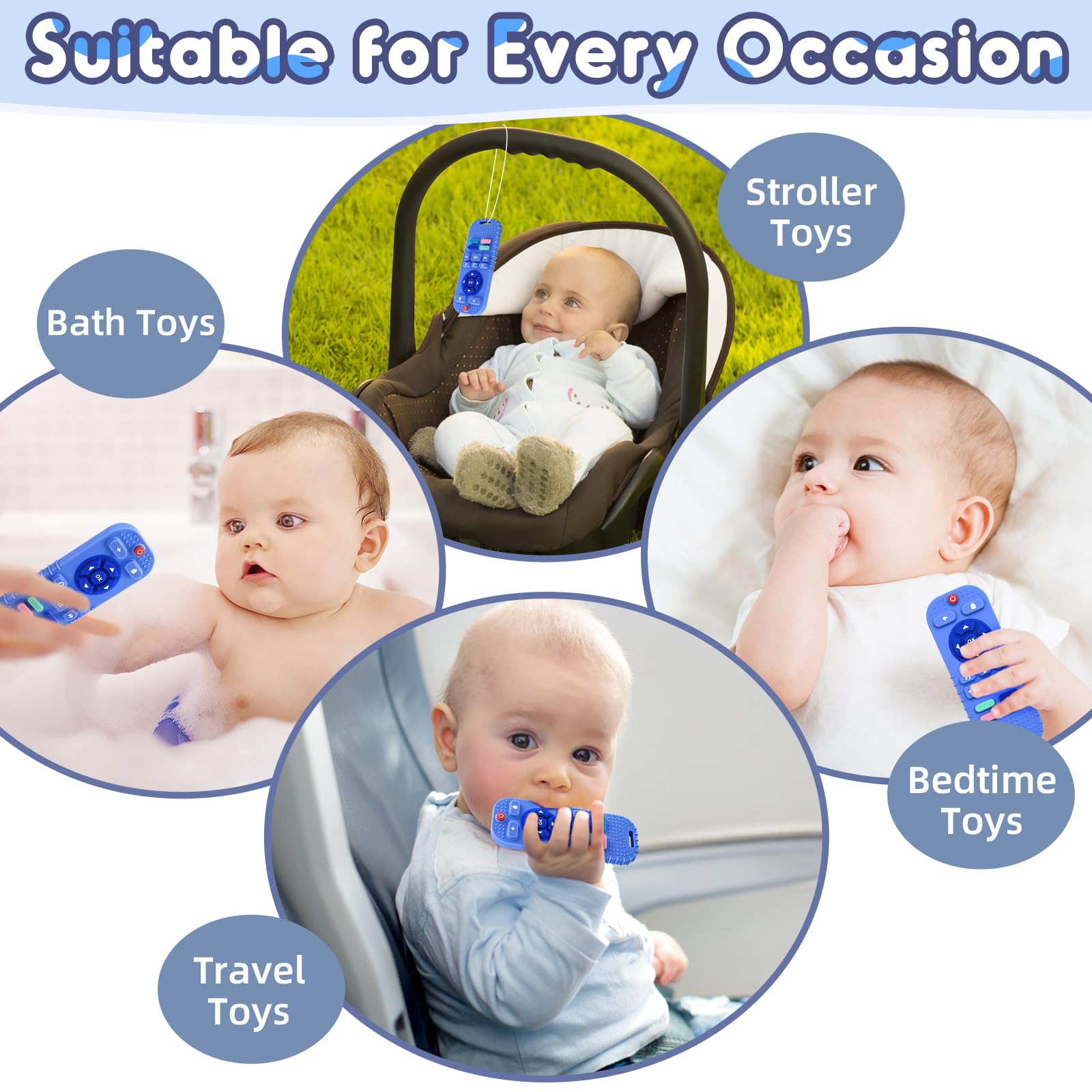 AiTuiTui Baby Teether for Teething Relief Baby Toys 3 6 9 12 Months, Sensory Silicone Remote Control Baby Teether Toy for Babies Newborn Infant Boy Girl Autism Toys for Baby Gifts