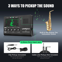 Linrax MT1 Metronome Tuner, 3 in 1 Digital Metronome Tuner Tone Generator for Guitar Bass Ukulele Violin Saxophone Trumpet Clarinet Flute, Precise Tempo and Beat, Chromatic Tuner for All Instruments