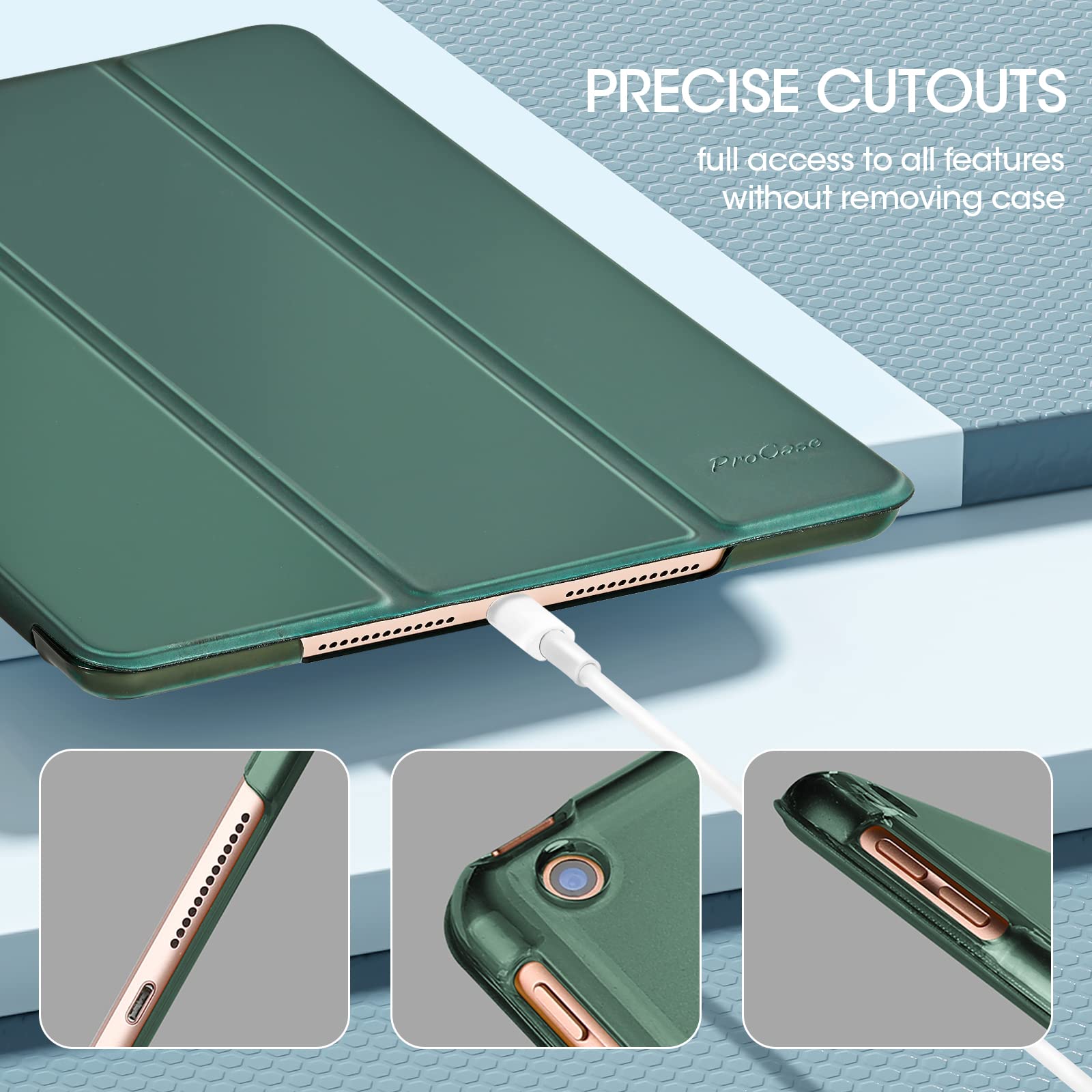 ProCase for iPad 9th Generation 2021/ iPad 8th Generation 2020/ iPad 7th Generation 2019 Case, iPad Cover 9th Generation 10.2 iPad Case -MidnightGreen