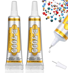 B7000 Glue Clear Adhesive - 15ml/0.5oz (2 Pack) - Jewelry Bead B-7000 Glue with Precise Tips for Rhinestones Fabric, Glass, Jewelry Making, DIY Art Crafts, Leather, Toys