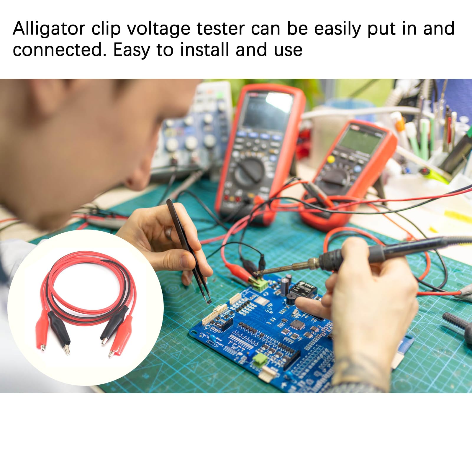 Crocodile Clips Electrical, 2 Pcs Test Leads with Alligator, Stamping Double Ended for Test Leads with Alligator Clips Circuit Connection, Experiment, Electrical Testing