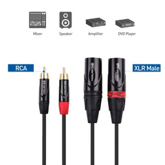 Cable Matters Dual RCA to XLR Unbalanced Interconnect Cable 1.8m, 2 RCA to 2 XLR Male Cable (Dual XLR to RCA Cable)