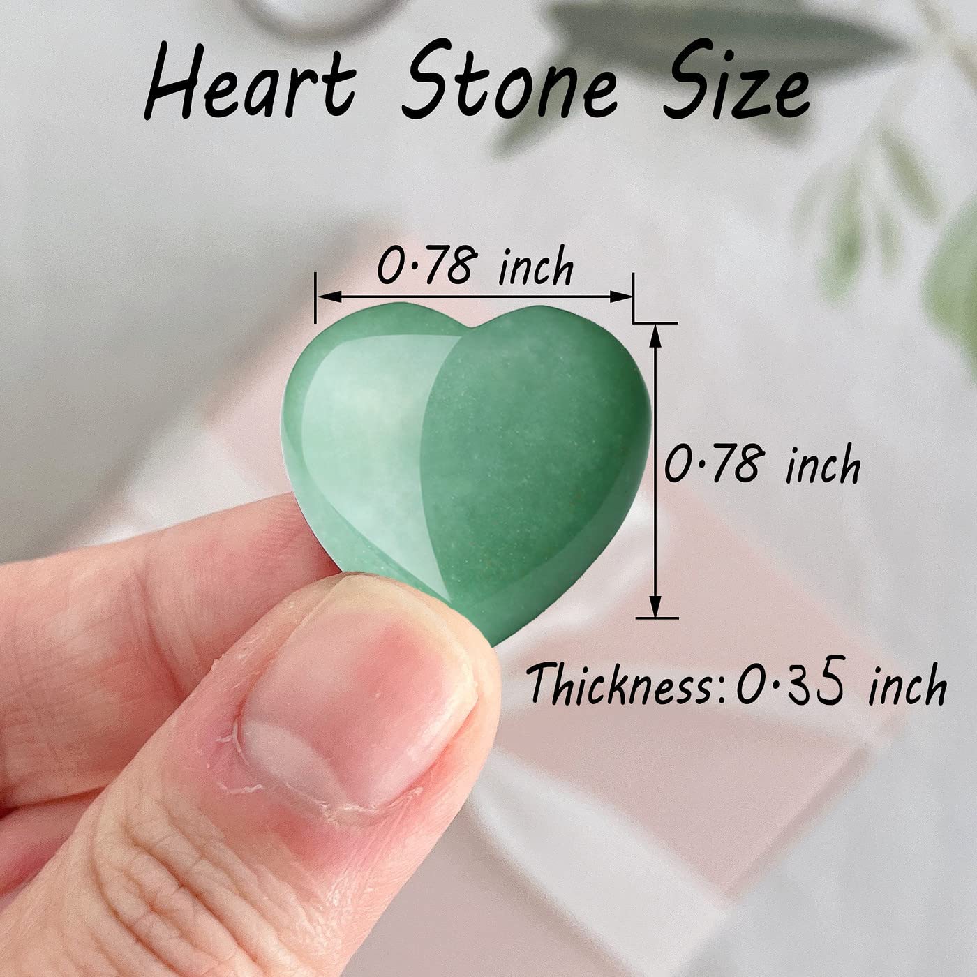 XIANNVXI 10 Pcs Green Aventurine Crystals Heart Natural Green Crystals Gemstones Set Polished Love Palm Pocket Stones Reiki Crystal Beginners Gifts