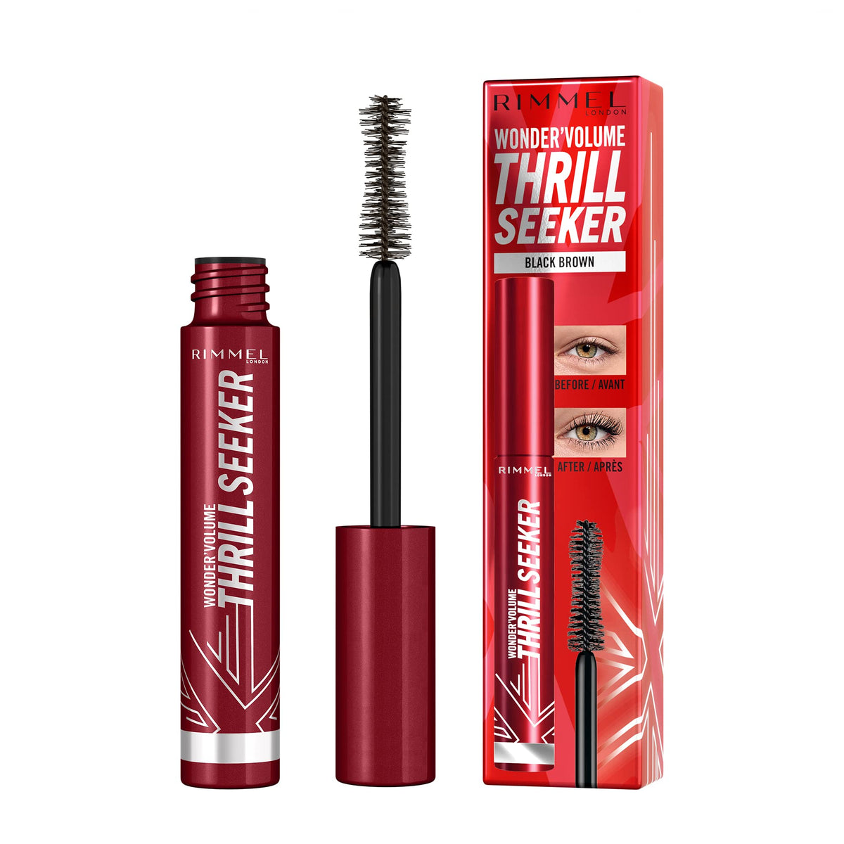 Rimmel London Thrill Seeker Mascara Brown Black (Pack of 2)