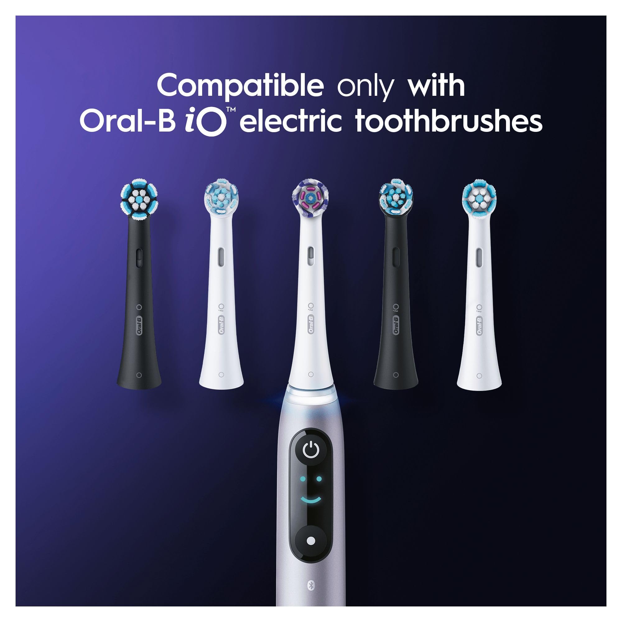 Oral-B iO Radiant White Electric Toothbrush Head, Angled Bristles Deeper Plaque Removal, With Polishing Petals For Teeth Whitening, Pack of 6 Toothbrush Heads, White