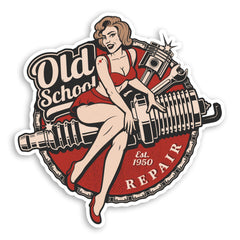 2 x 10cm Old School Pin Up Vinyl Stickers - Garage Cars Dad Sticker #31548 (10cm Tall)