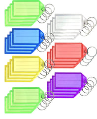 12/24/48/96 Pack Key Tags with Labels, Key Rings with Tags, Name Tags, Plastic Key Labels, Key Fobs with Labels - 6 Colours - Ideal for Luggage, ID, Name, Label for Home, Office, and School