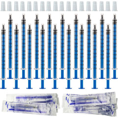 18Pcs 1ml Plastic Syringes with Caps, No Needle Syringe with Measurement Small Feeding Syringe Colostrum Syringes for Scientific Labs, Feeding Pets, Liquid Measuring or Refilling Multiple Uses Tools