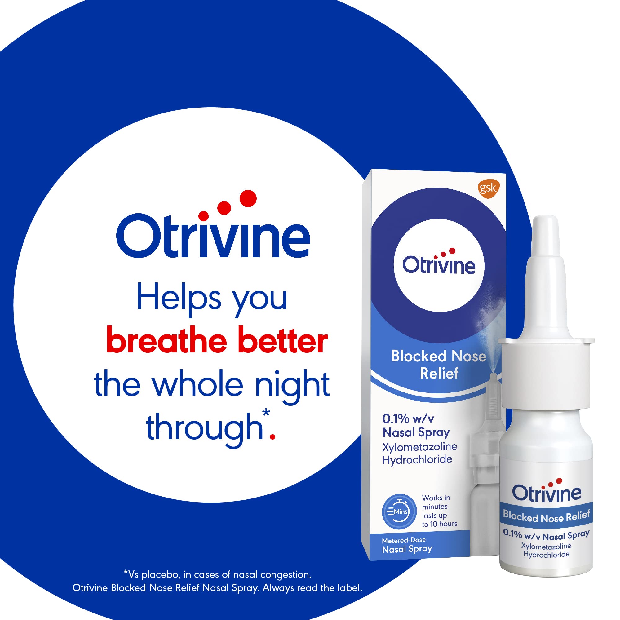 Otrivine Sinusitis Relief Nasal Spray, Blocked Nose Relief and Decongestant, 10ml