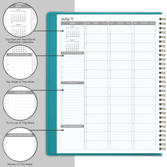 Appointment Diary 2024-2025 - Academic Diary 2024-2025 from Jul. 2024 to Jun. 2025, A4 Week to View Appointment Book 2024-2025 in 15 Minutes with Times, Soft Leather Cover, 21.8 x 29 cm - Lake Green