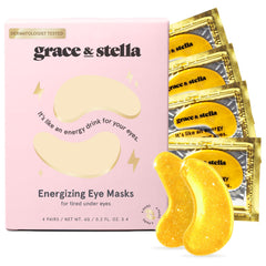 Under Eye Mask - Reduce Dark Circles, Puffy Eyes, Undereye Bags, Wrinkles - Gel Under Eye Patches, Vegan Cruelty-Free Self Care by grace and stella (4 Pairs, Gold)