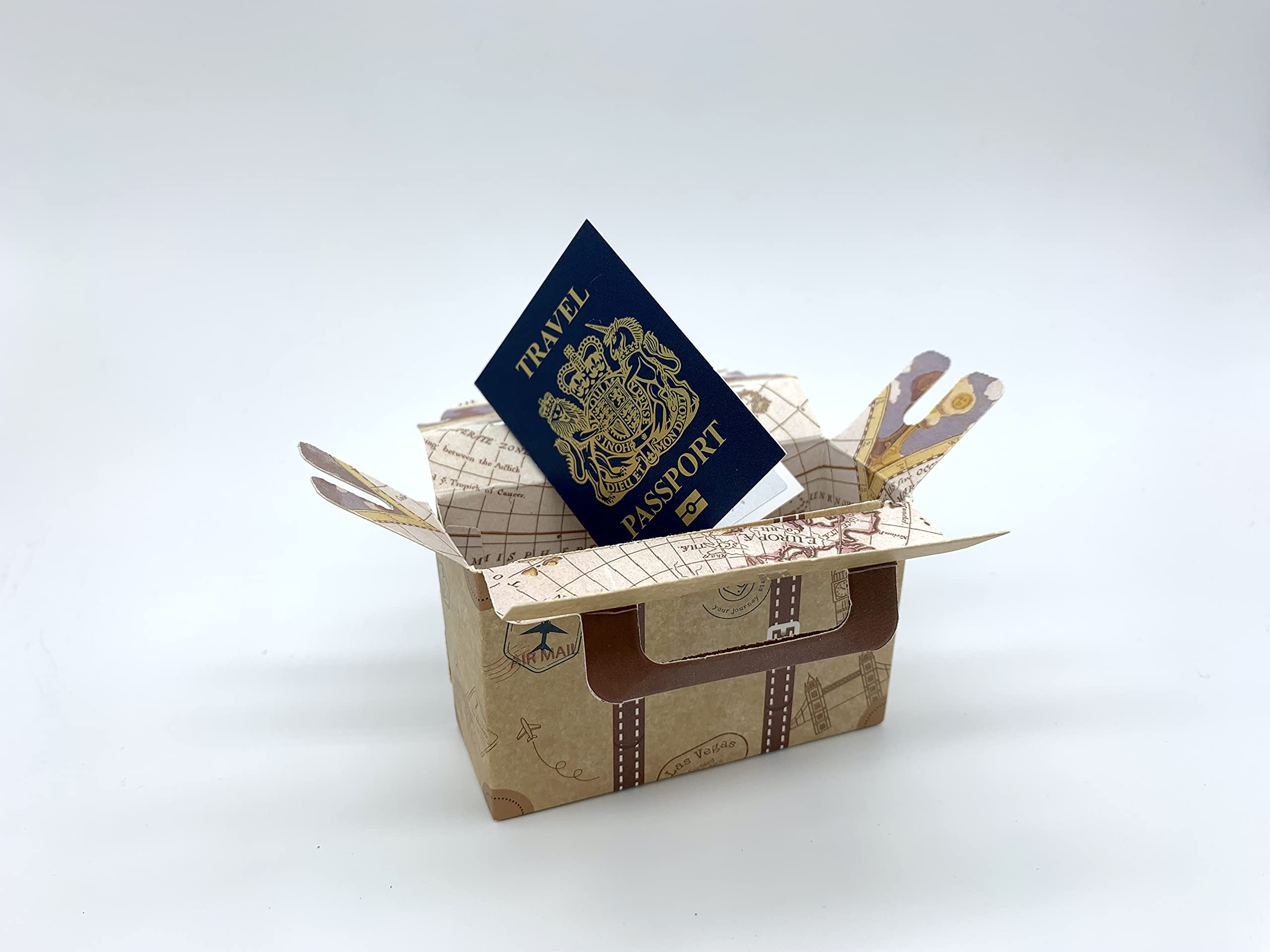 DIY Surprise Mini Reversible Suitcase & Mini GOLD effect Passport Reveal Gift bundle (DIY) Perfect Valentine, birthday, anniversary trip!