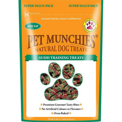 Pet Munchies Sushi Dog Training Treats, Oven Baked Tasty Bites with Natural Real Meat, Low in Fat 50g