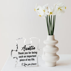 Merclix Auntie Puzzle-Shaped Acrylic Plaque Best Auntie Gifts from Nephew Auntie Birthday Gifts for Women Gifts for Auntie from Niece Aunty Gift Christmas Mothers Day Auntie Gift