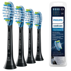 Philips Sonicare Original C3 Premium Plaque Defence Standard Sonic Toothbrush Heads - 4 Pack in Black (Model HX9044/33) (Packing May Vary)