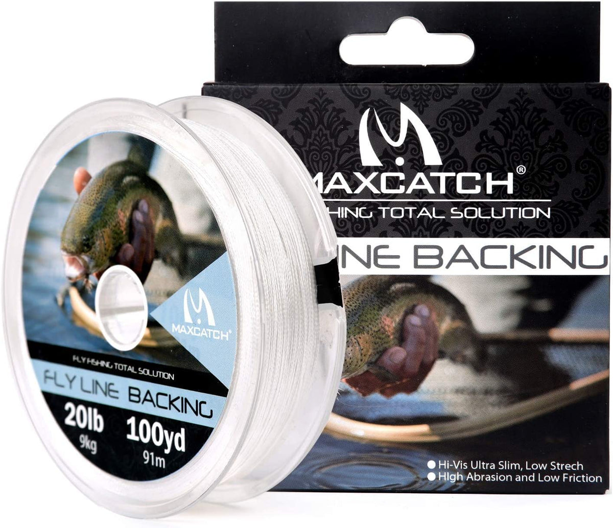 Maxcatch Braided Fly Fishing Line Backing Line 20/30LB, 92m/100yds, 275m/300yards (White, 30LB 275m/300yards)