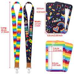 GTOTd LGBTQ Lanyard (2 Pack) with ID Badge Holder Gifts Merch Rainbow Pride Party Supplies Decor Keychain String Wallet Lanyard for Phone Teens