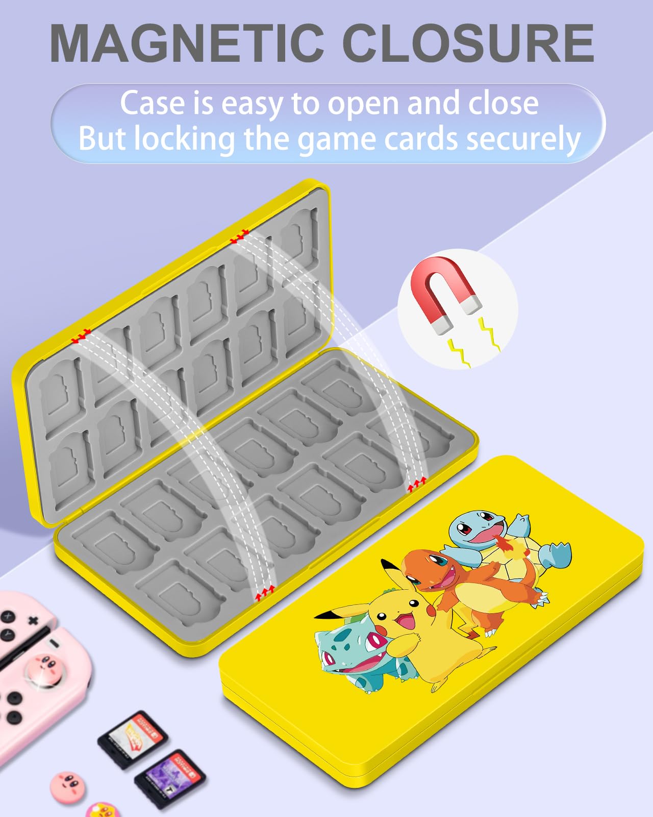 Koecya for Nintendo Switch Game Case with 24 Game Holder Slots and 24 SD Micro Card Slots for Nintendo Switch/Lite/OLED,Anime Cute Cartoon Games Cartridge Cases for Boys Kids Girls Kawaii Storage Box