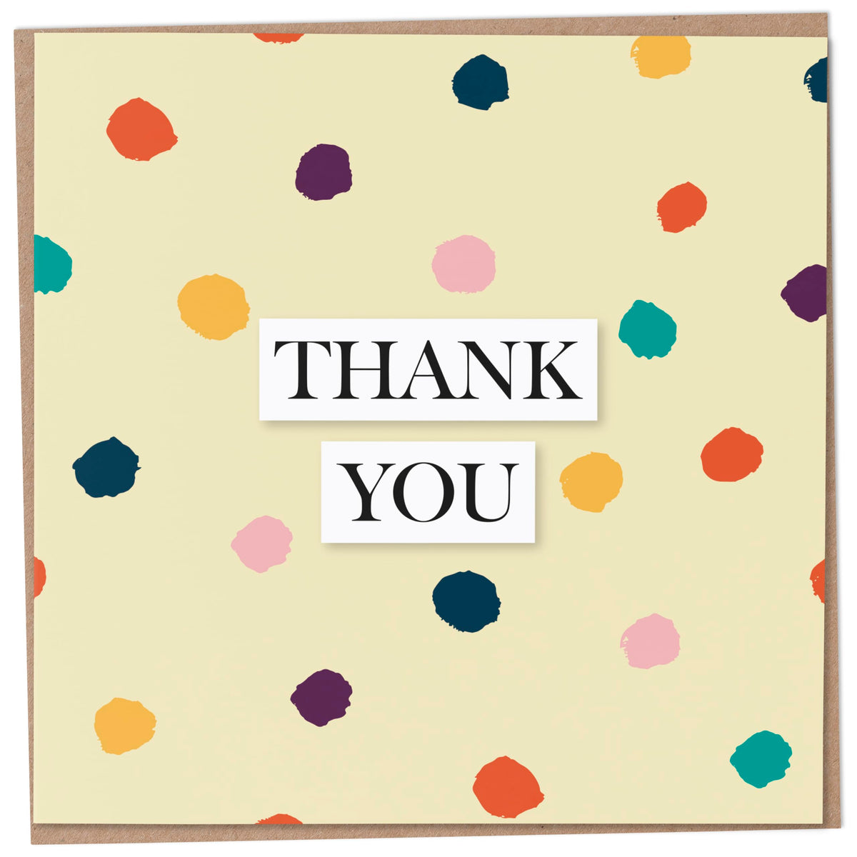 Thank You Card, Painted Style Polka Dots, Thank You Greeting Cards for Friend or Teacher, Thank You Card for Men or Women, Blank Inside, Kids Thank You Card, Wedding Thanks