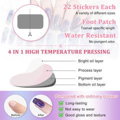 22PCS Semi Cured Gel Nails Strips, Self-Adhesive Full Wraps Gel Nail Polish Stickers, Long Lasting Gel Nail Stickers with Soft Glossy Gel Finish, Blue Starry Night Design French Manicure Stickers