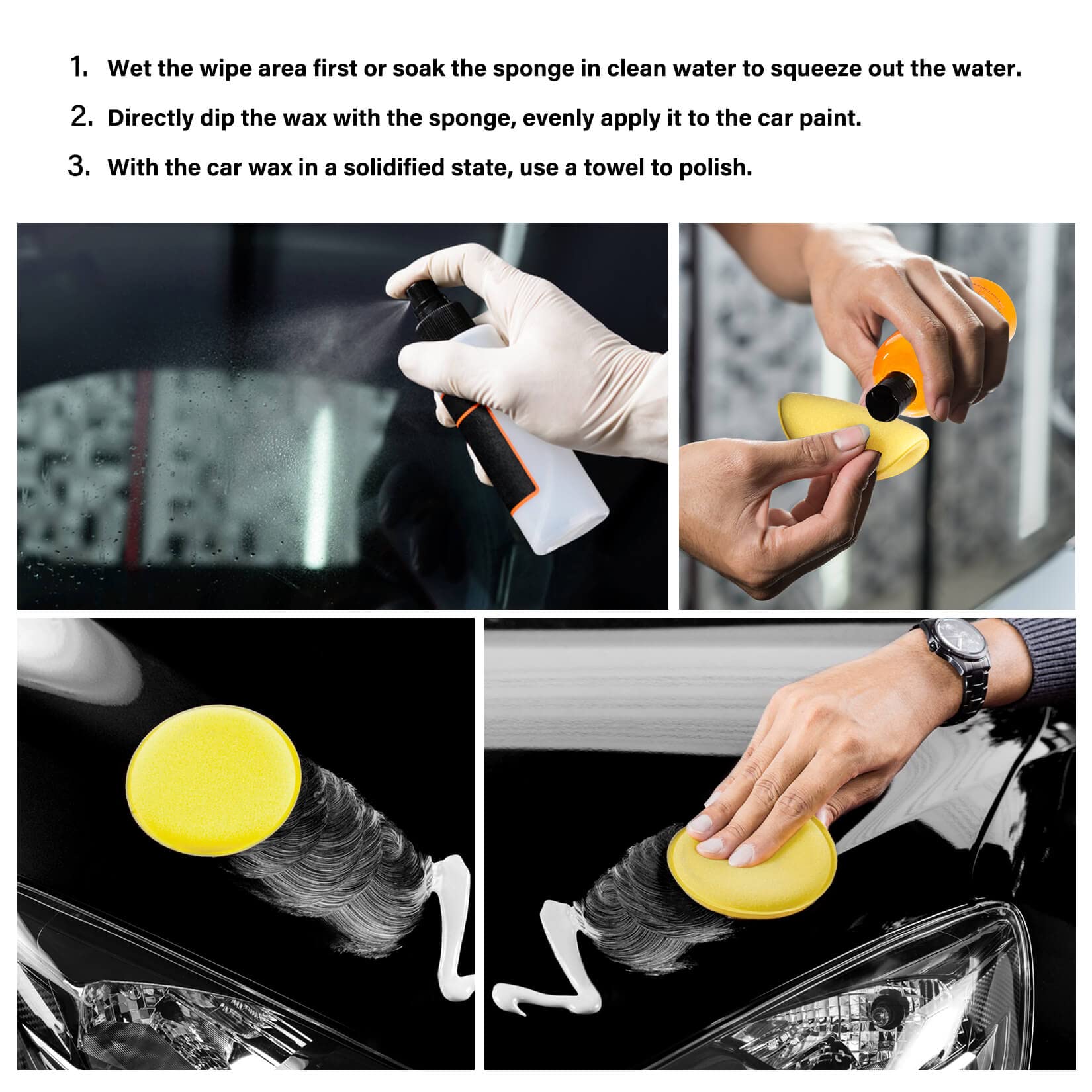 psler Foam Car Wax Applicator Pad Foam Applicator Pads Detailing Round 4 inch Polishing Sponges for Car Wax Applicator Pad 24 Pack-Yellow