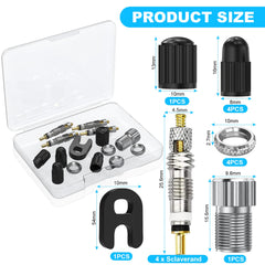 Flintronic Presta Valve Core Set, 15PCS Presta Valve Core Replacement Set Included Brass Presta Valve Adapter & Valve Core Remover Plastic Caps Rim Nuts, Valve Core Remover Tool Kit for Bicycles