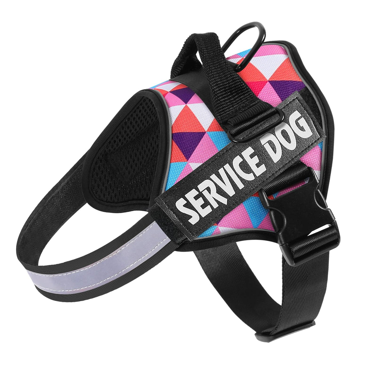 Belababy Soft No Pull Dog Harness Small Medium Large Dog, Reflective Service Assistance Dog Vest Harness, Adjustable Emotional Support Dog Puppy Harness with Colorful Pattern, Triangle, XS