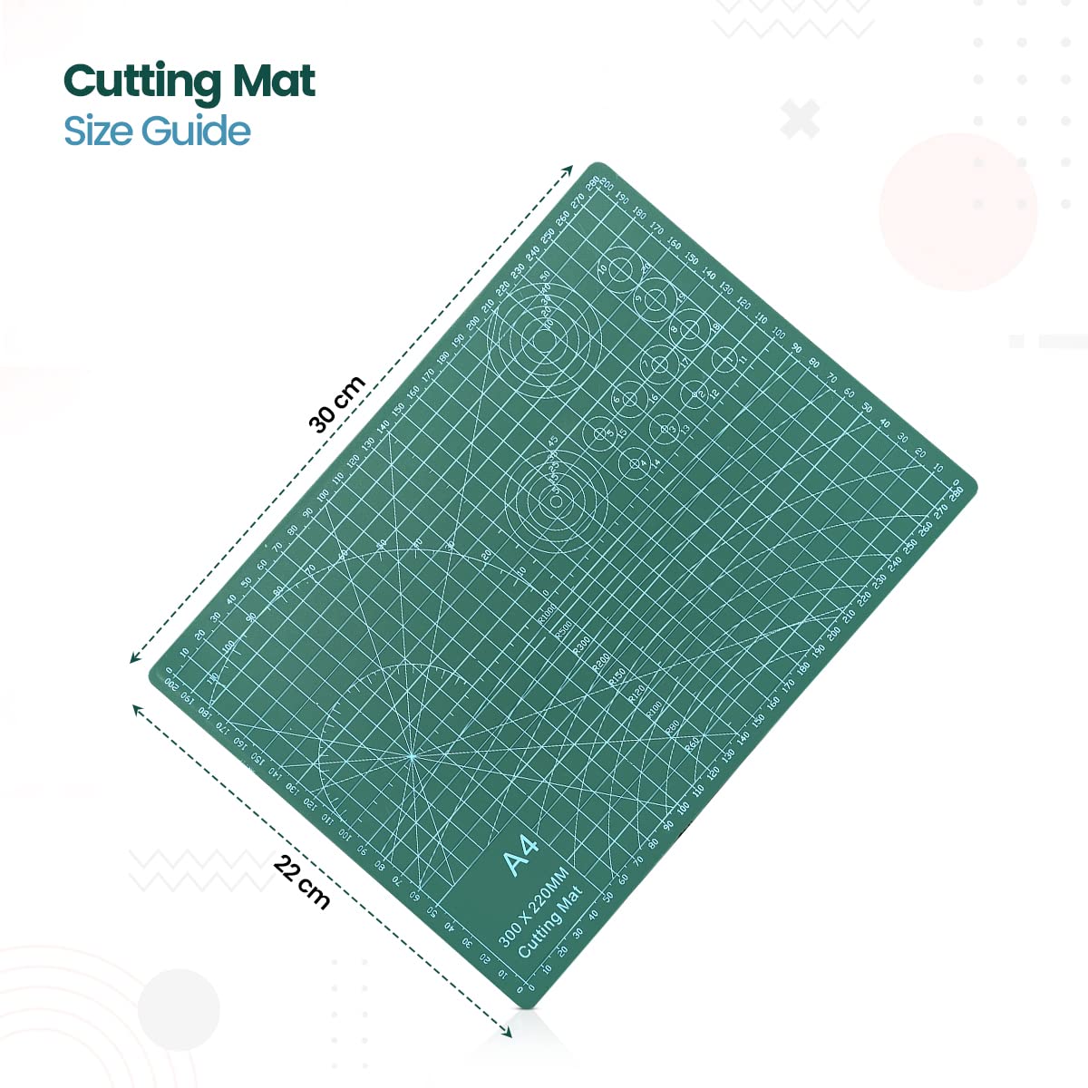 A-4 Cutting Mat Craft Mat Flexible Double Sided Non Slip Craft Cutting Mat with Accurate Guide Grid Lines Design for Cutting Fabric, Paper, and Cards Double Sided self-Healing Cutting mat