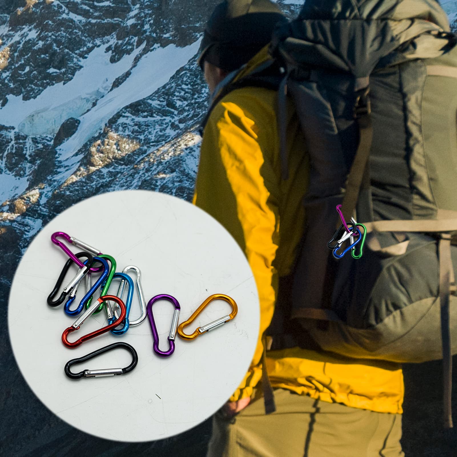 SZXMDKH 10 Pcs Carabiner Clip, 46mm/1.6inch Multicolor Locking Key Chain Clips for Camping Traveling Hiking Keychains Keyring Outdoor