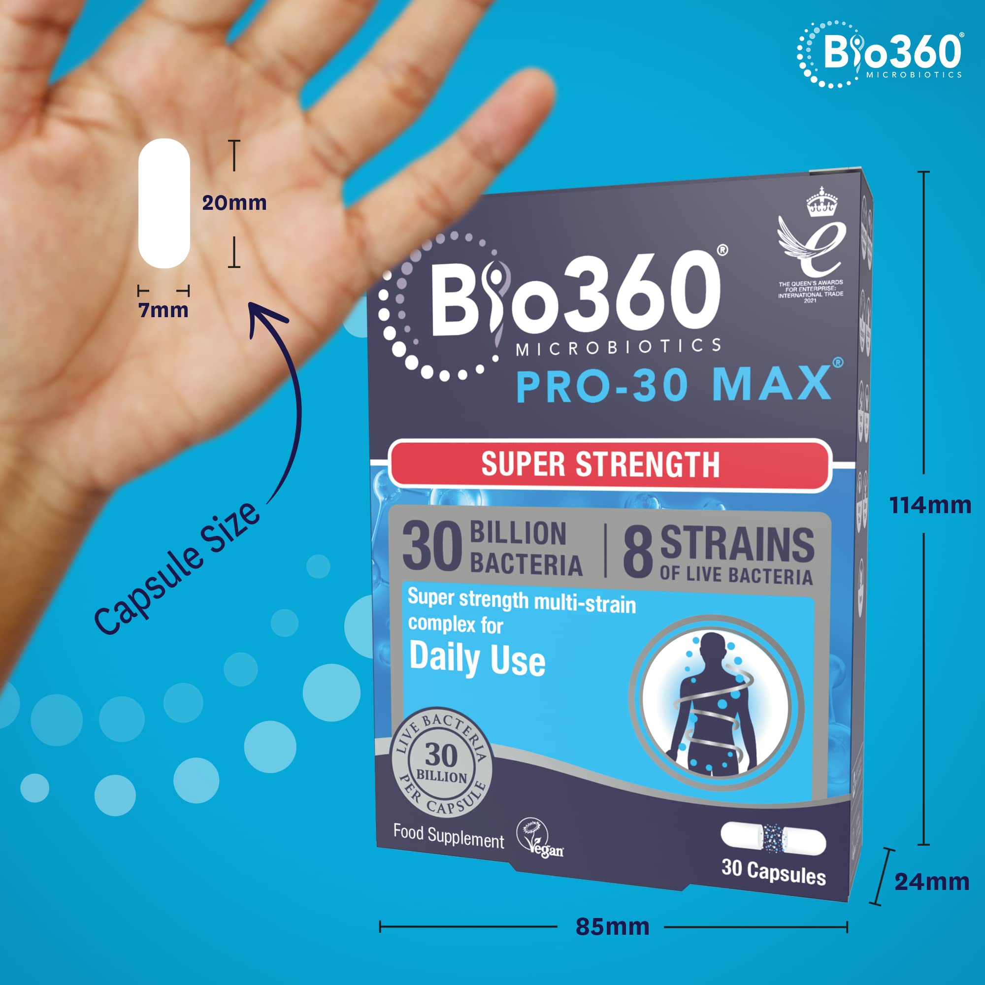 Natures Aid Bio360 Pro-30 MAX (30 Billion Bacteria), from Natures Aid, 30 Capsules