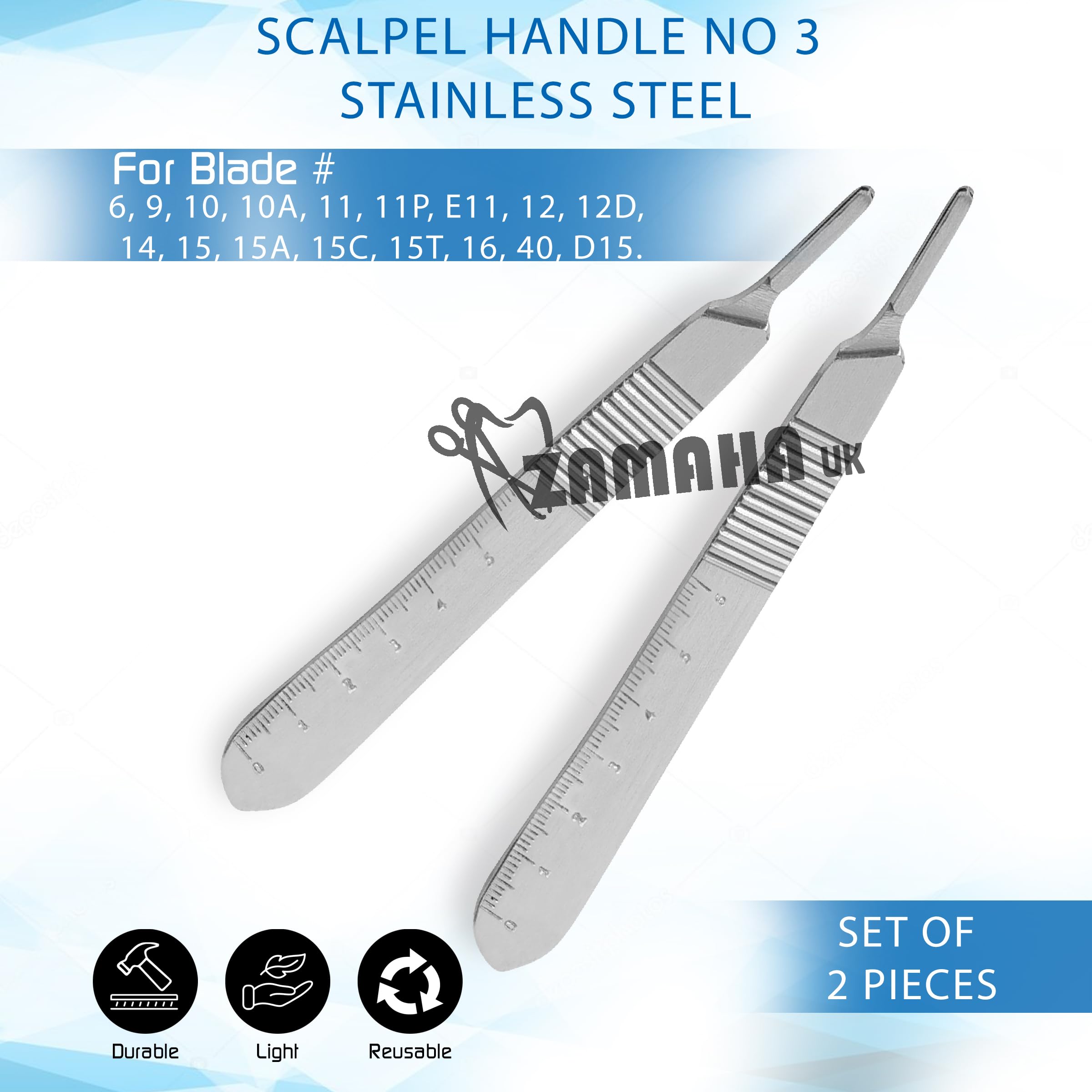 ZAMAHA UK Scalpel Handle No.3 Fits Swann Morton Blades - Surgical,Sign,Craft,Card Making Cutter,Podiatry,Dental